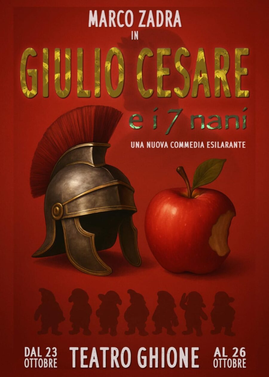 Al Teatro Ghione Marco Zadra in scena con “Giulio Cesare e i 7 nani”