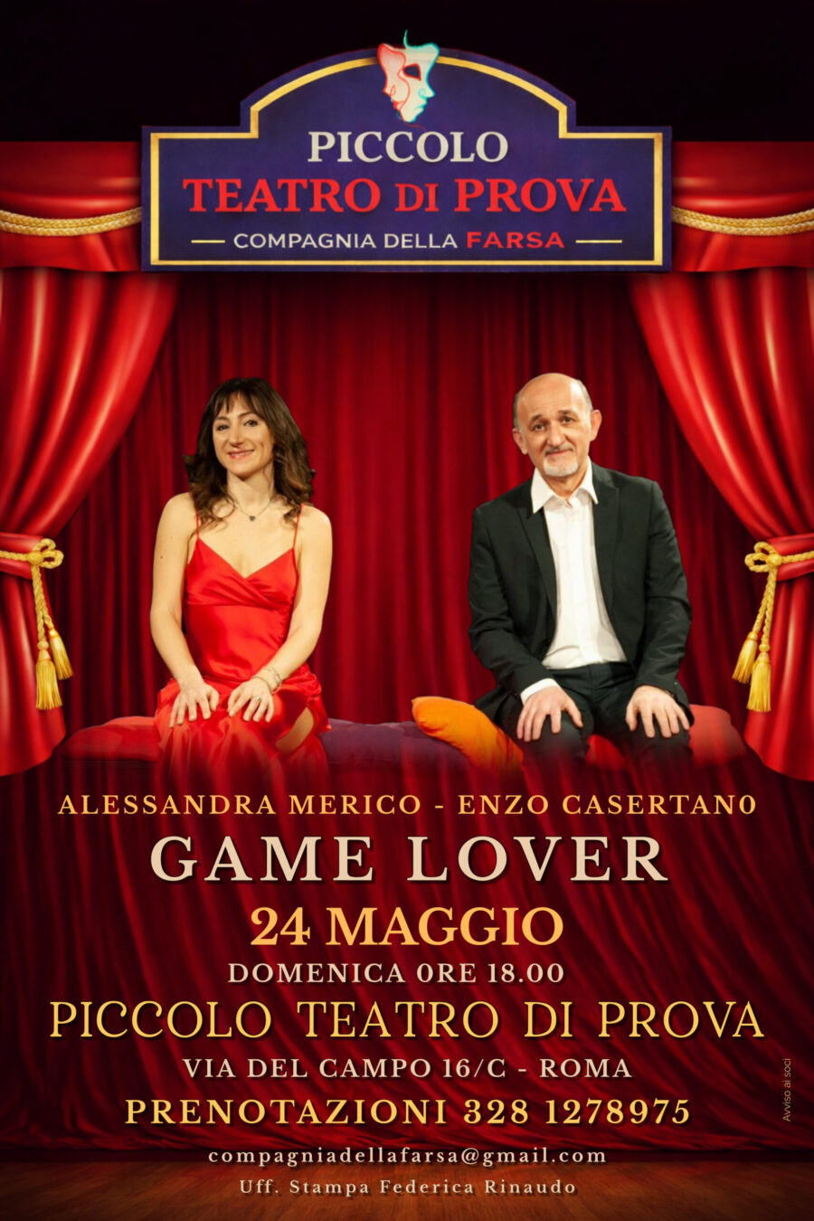 “Game Lover” al Piccolo Teatro di Prova in via del Campo