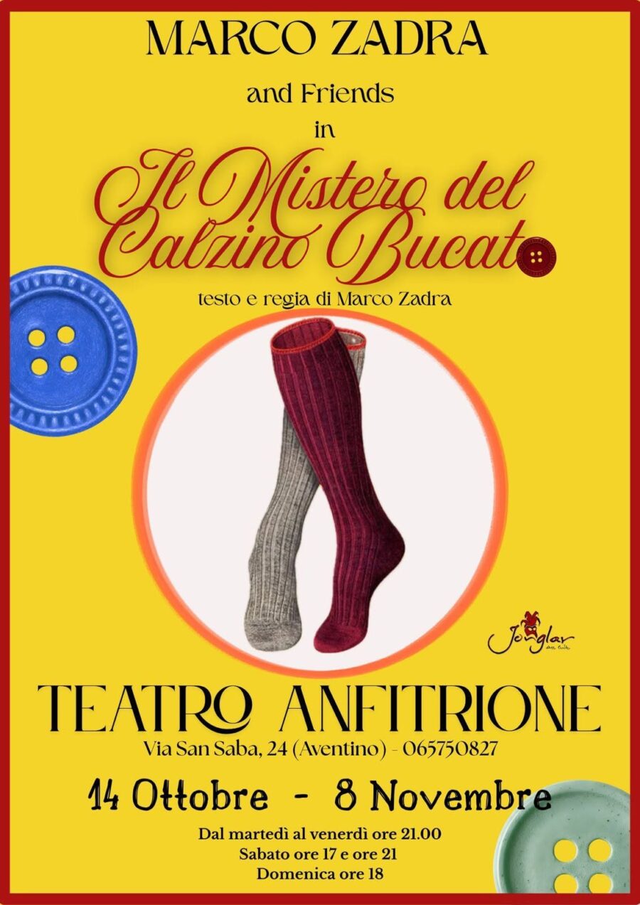 Al Teatro Anfitrione è in scena Marco Zadra con “Il mistero del calzino bucato”